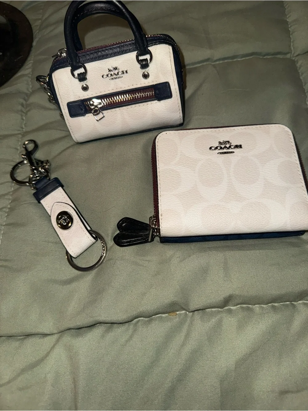 Coach Rowan signature keychain, wallet, and tiny satchel vintage all new rare!